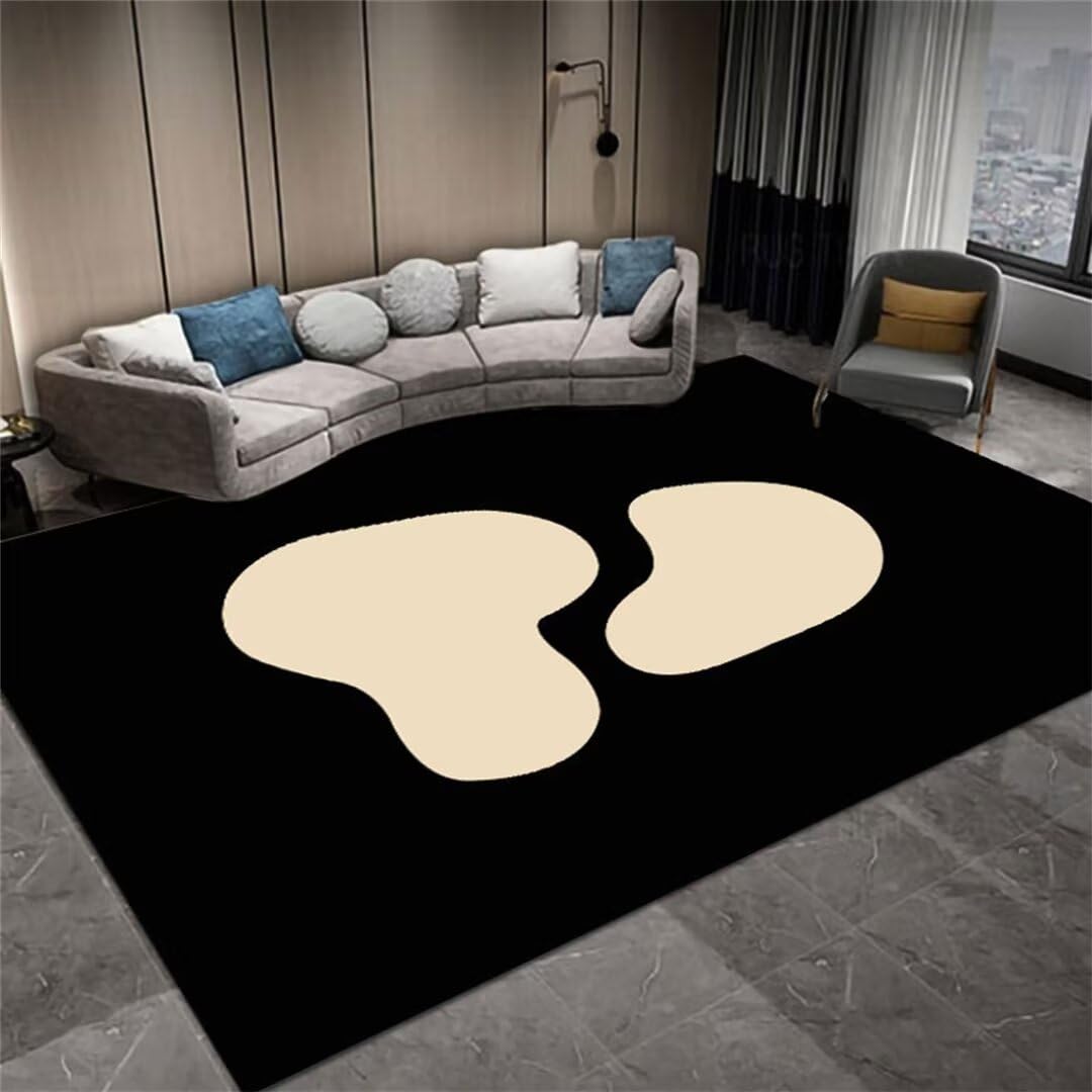 Tapis noir facile à nettoyer 200x290cm pour grand salon chic