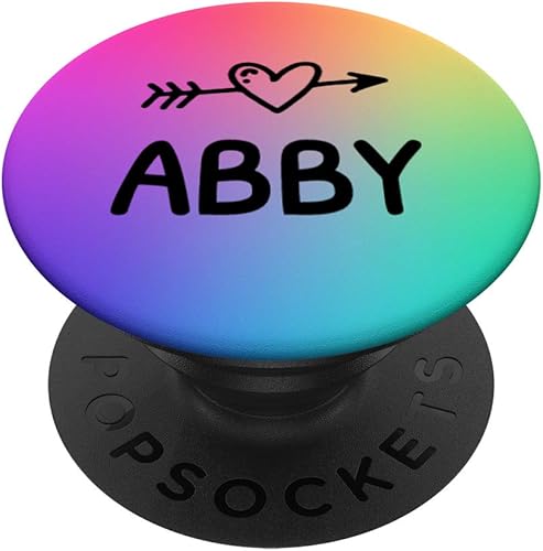 Abby Gift - Agarre con forma de arco iris y flecha de corazón negra  PopSockets agarre y soporte para teléfonos y tabletas