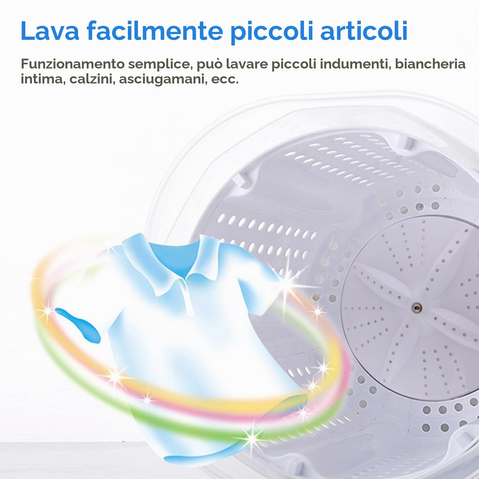 Lavatrice a manovella portatile - Lavatrice manuale per dormitorio, appartamento, campeggio - Nordic Grey