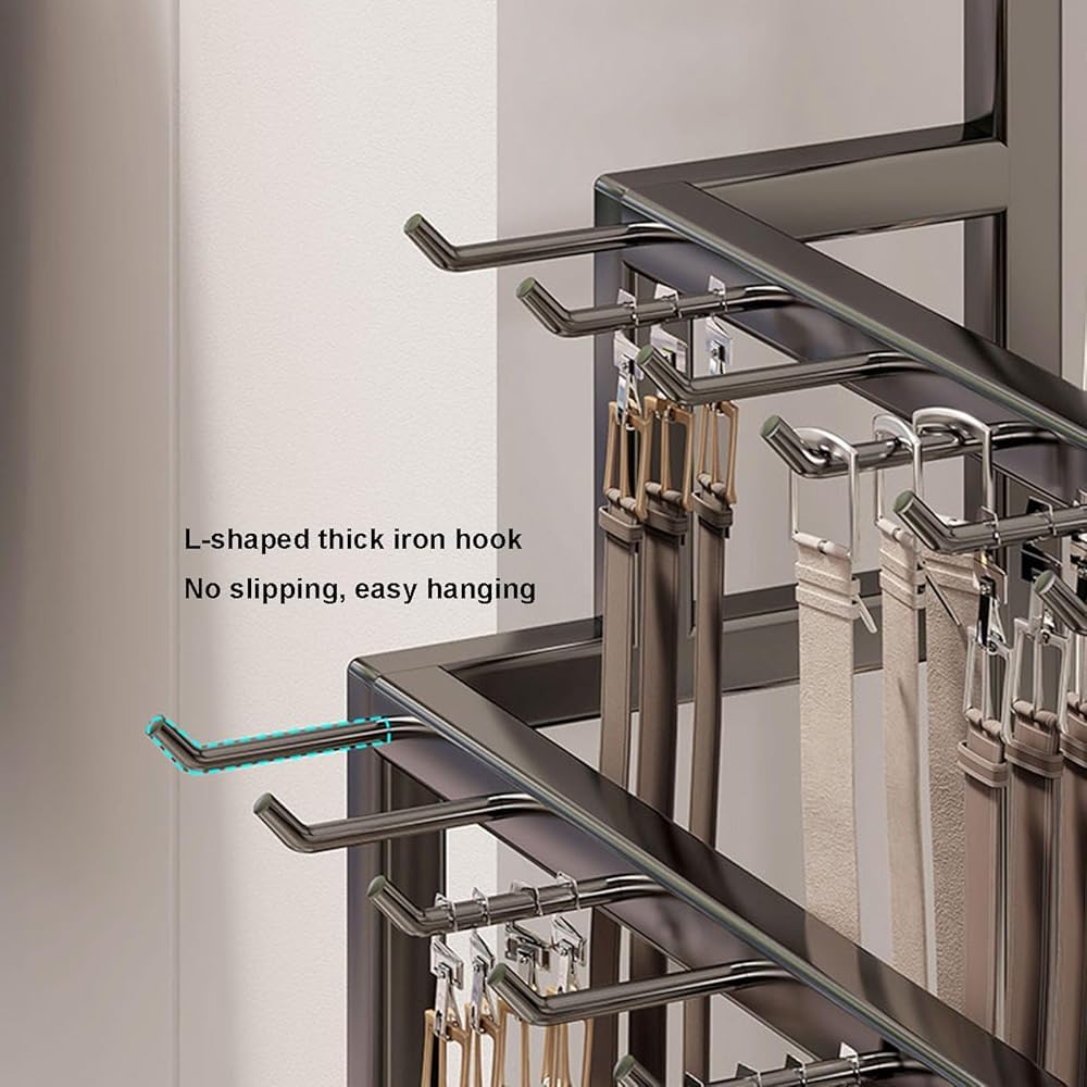 Espositore versatile da pavimento e organizer per cinture, cravatte, sciarpe, borse, gioielli e scialli, ideale per negozi di abbigliamento e armadi per camera da letto