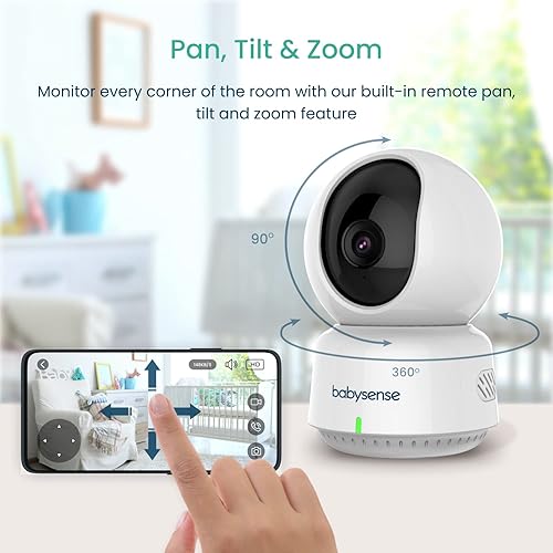 Miniatura 4 de Babysense Mira el monitor inteligente WiFi para bebés, cámara de 1080p, visión nocturna HD, detecta y rastrea el movimiento, captura y graba -