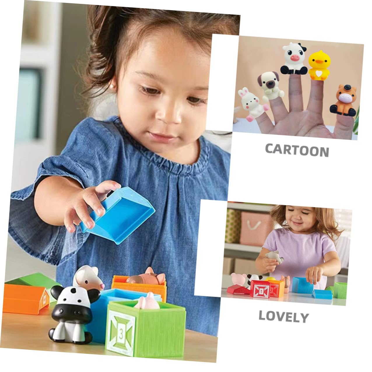Tofficu Figuras Flexibles de Dedo de Animales para Niños, 10 Piezas de Plástico Diseño de Dibujos Animados, Fáciles de Usar para Enseñanza y Juego Educativo Estilo Aleatorio