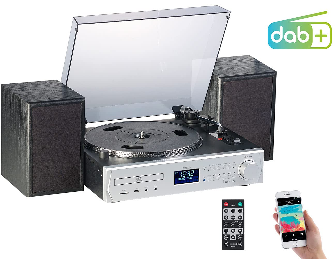 auvisio Plattenspieler/Digitalisierer, DAB+, CD, Bluetooth, Versandrückläufer