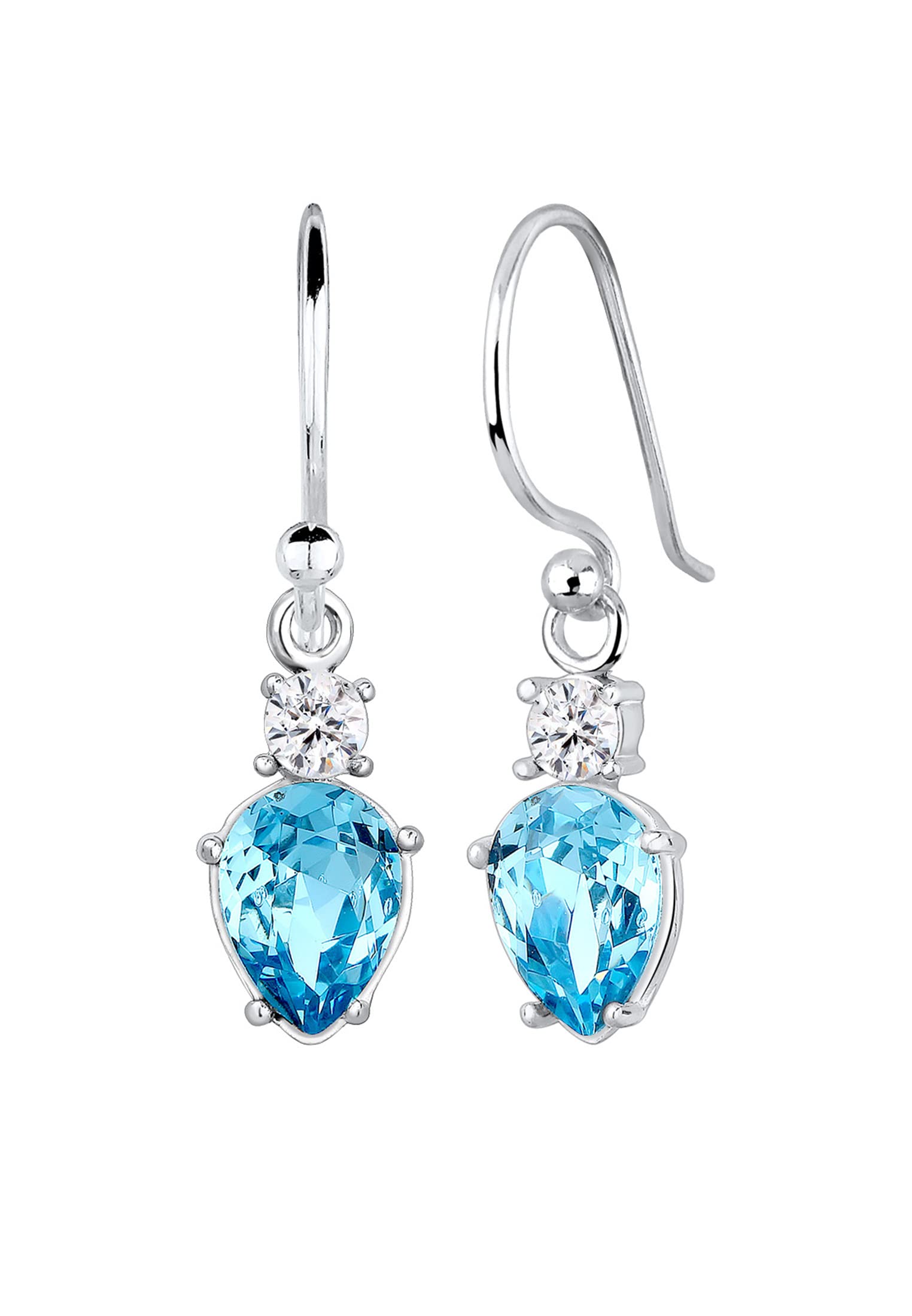 Elli Earrings Drop Oval Solitaire Crystals 925 Sterling Silver