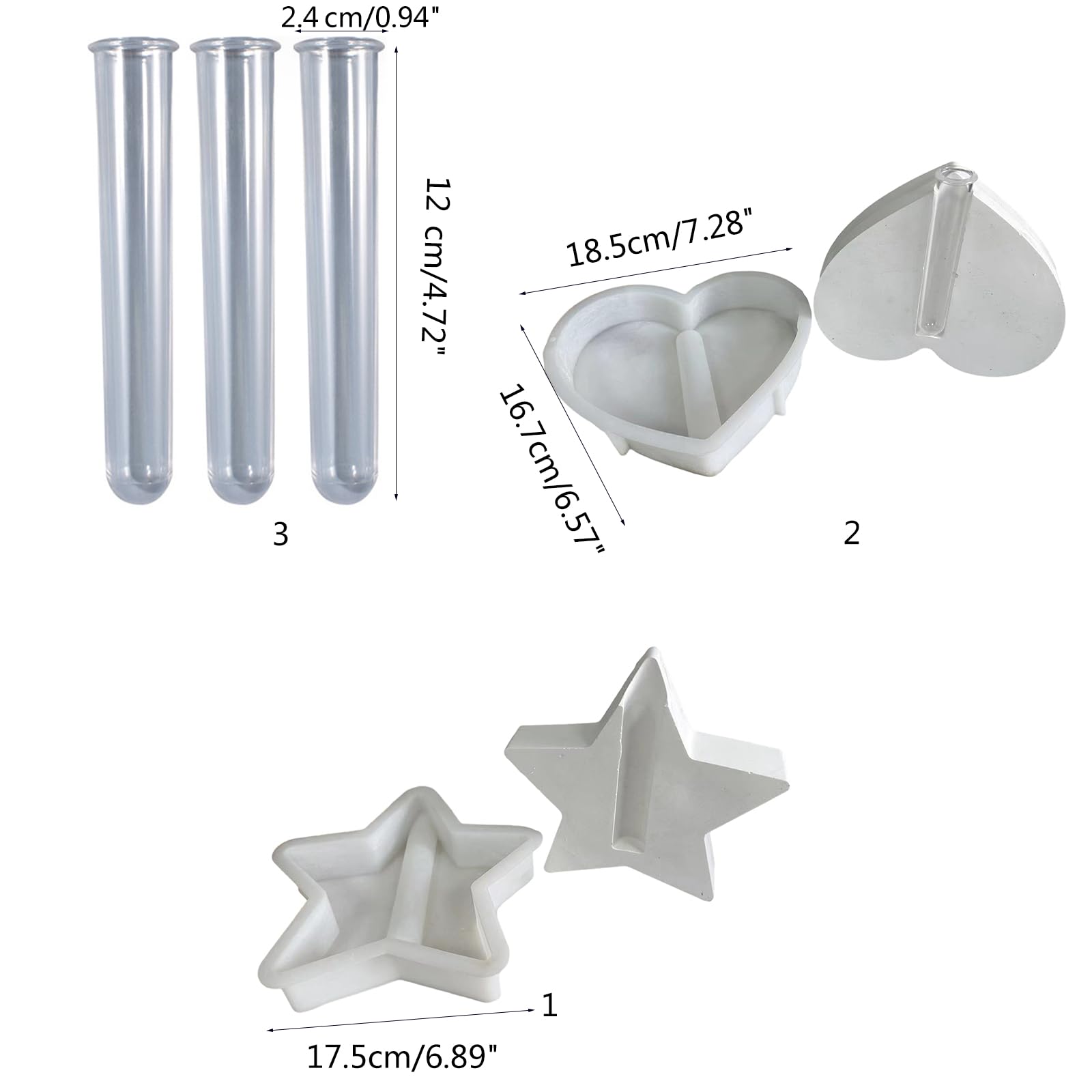 Formy silikonowe, Betonowe ręczne wyrób doniczek Formy Gwiazda/w kształcie serca Ręczne wyrabianie form silikonowych Materiał silikonowy dla majsterkowiczów Wazon DIY Silikonowe formy wazonowe