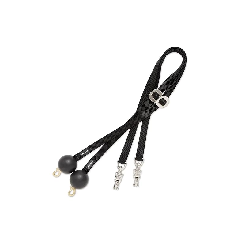 Cross Ties para Cavalos SmartEquine Quiet Drop com Esfera de Borracha, Preto, Pacote com 2