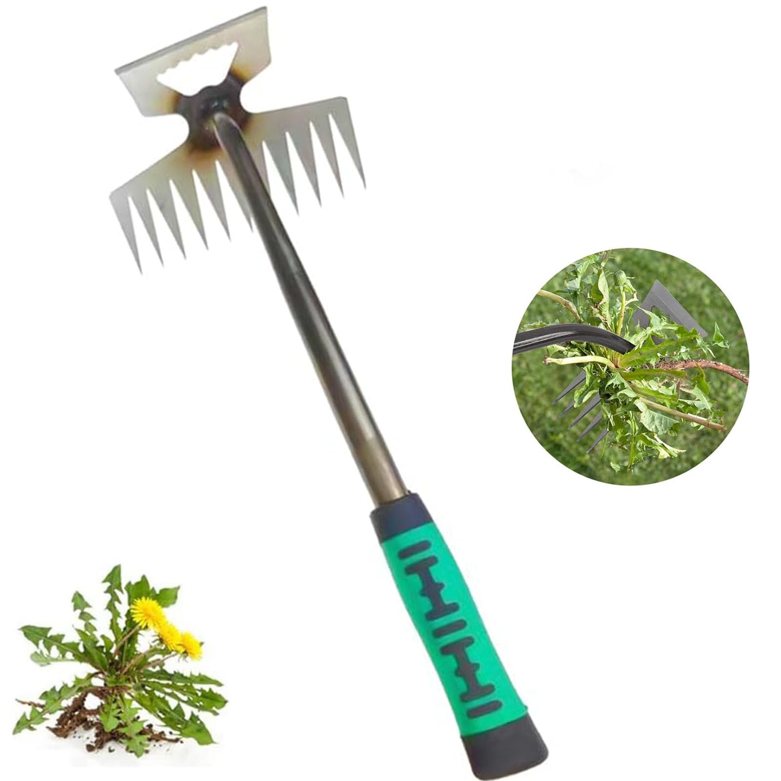 Coltello Diserbante Manuale A Manico Lungo Regolabile (138/105/69 Cm) - Lama A L, Acciaio Inox, Per Erbacce E Radici