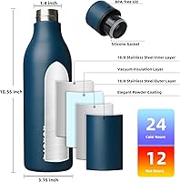 Vista 120 de BJPKPK Botellas de agua aisladas, botella de agua de metal de acero inoxidable de 18 onzas con correa, termo a prueba de fugas sin BPA, tazas