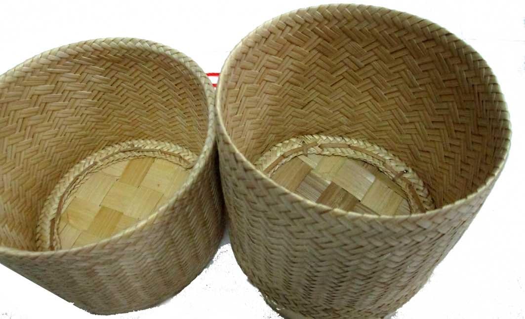 Thai Lao Handmade Sticky Rice Serving Bamboo Basket /5"x4.75"