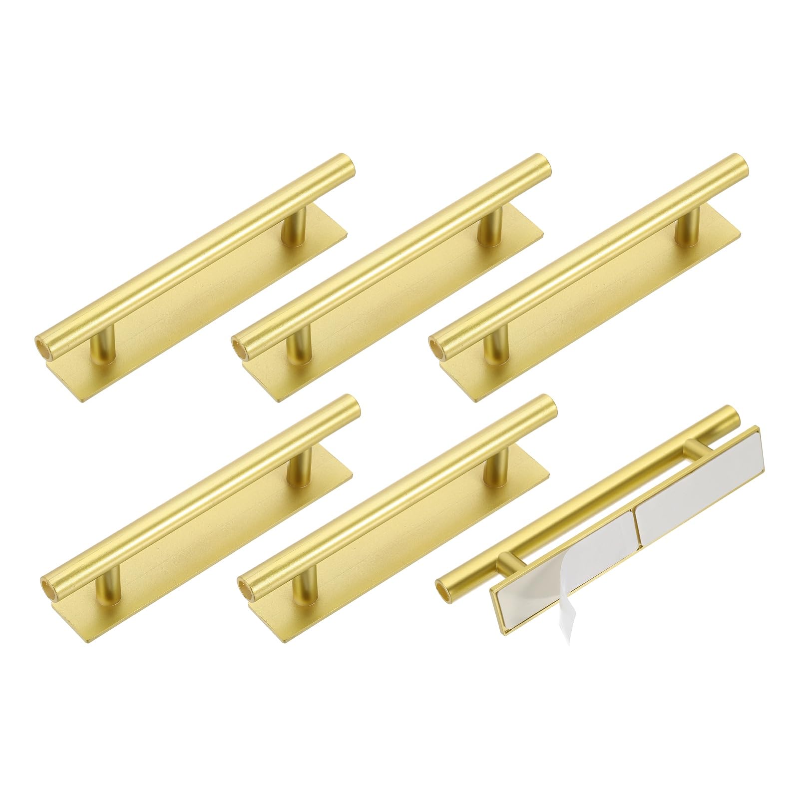 sourcing map 6 Pack Self-Stick Push Pull Helper, 6 Inch Plastic Adhesive Cabinet Handles Round Stick-on Handle for Kitchen Cabinet Window Sliding Closet Door Wardrobe(Gold)