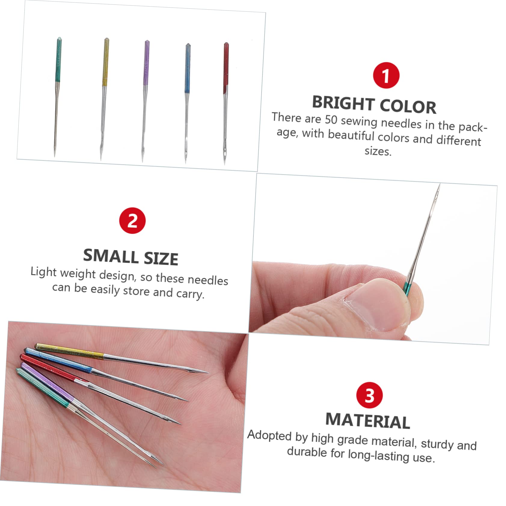 Homoyoyo 50 Agujas de Coser para Máquina Industrial Metal Antidesgaste para Tela Elástica y Lienzo en Costura Doméstica Ligera y Duradera