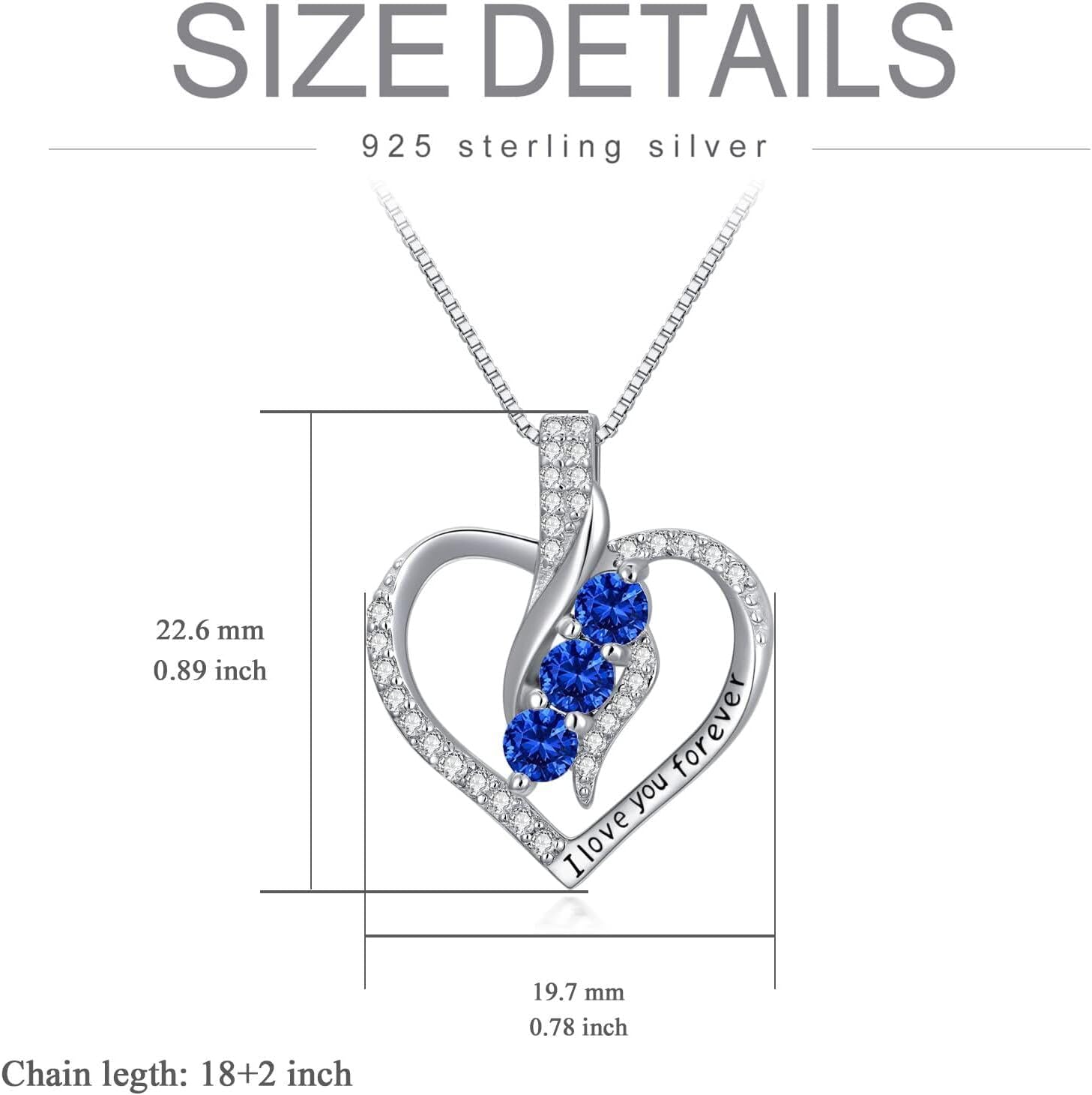 Rose Heart Birthstone Necklace for Women - Solid S925 Sterling Silver with Rose Gold Plated Infinity Symbol of Love Valentine's, Mother's Day, Anniversary, Christmas Birthday Gift for Her, Mom, Wife, or Girlfriend. - Image 6