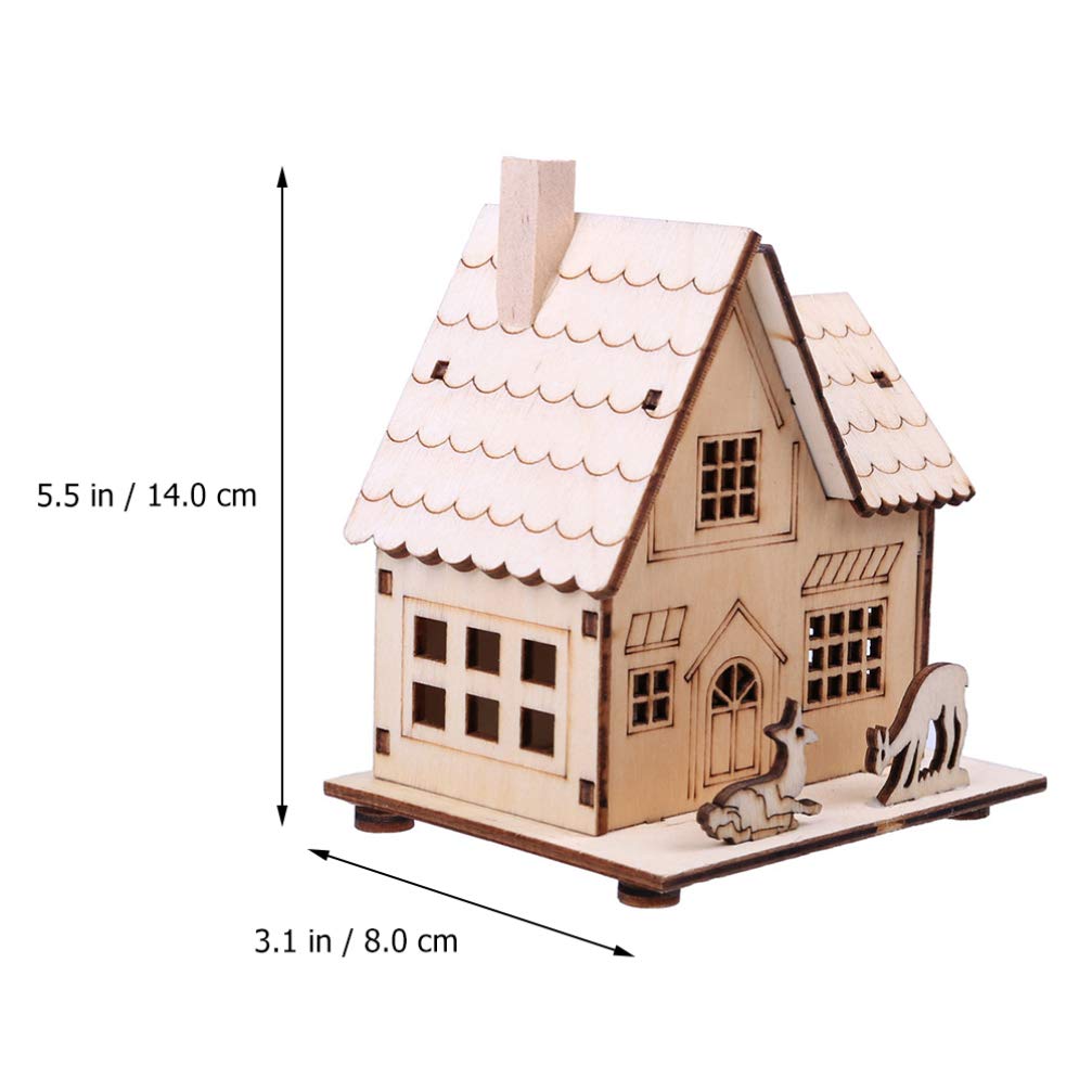 Toddmomy Decorazione Natalizia Illuminazione Led Beige in Legno Ornamento Caldo e Chic a Forma di Casetta Piccola per Festa di Natale