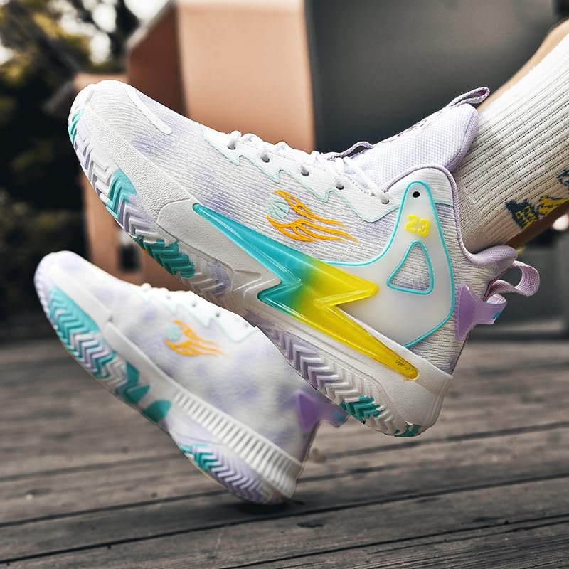 Image of Basketball Shoes for Womens and Mens, Breathable Non Slip Outdoor Casual Unisex-Adult Fashion Sneakers Purple Size 9