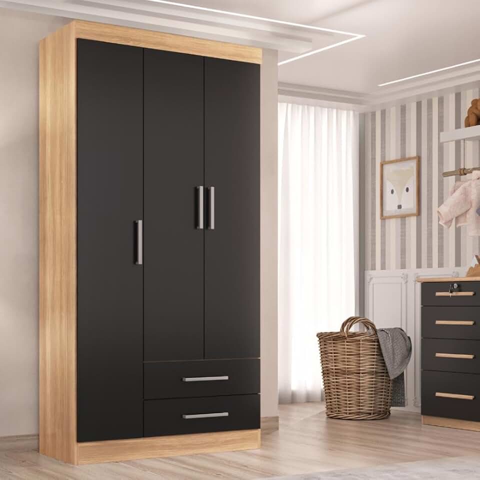 Guarda Roupa Solteiro Kioto 3 Portas 2 Gav Teka/onix