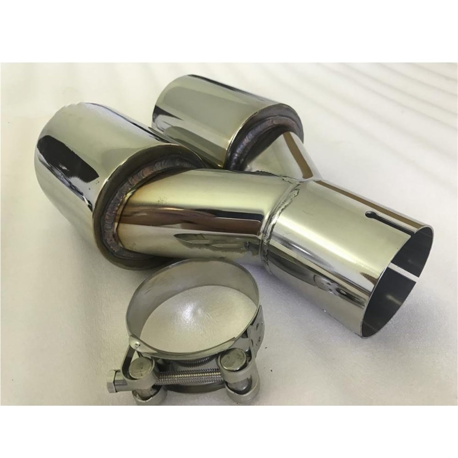 Car Silencer Uniwersalny podwójny tłumik rury wydechowej ze stali nierdzewnej modyfikacja akcesoriów samochodowych(54MM IN- 89MM OUT)