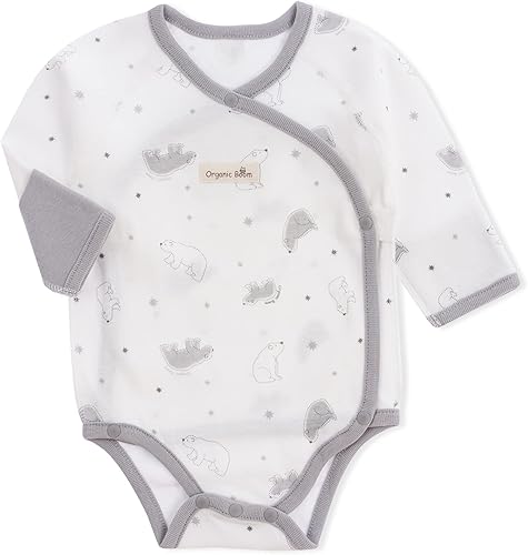 organicboom 100% algodón orgánico con cierre lateral para bebé con puños de manoplas