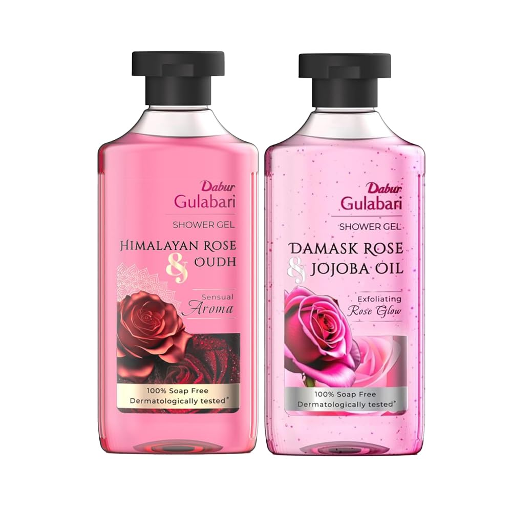 Dabur Gulabari Heavenly Rose & Oudh Shower Gel, 250 ml with Gulabari Damask Rose & Jojoba Shower Gel, 250 ml (Pack of 2)-image-48