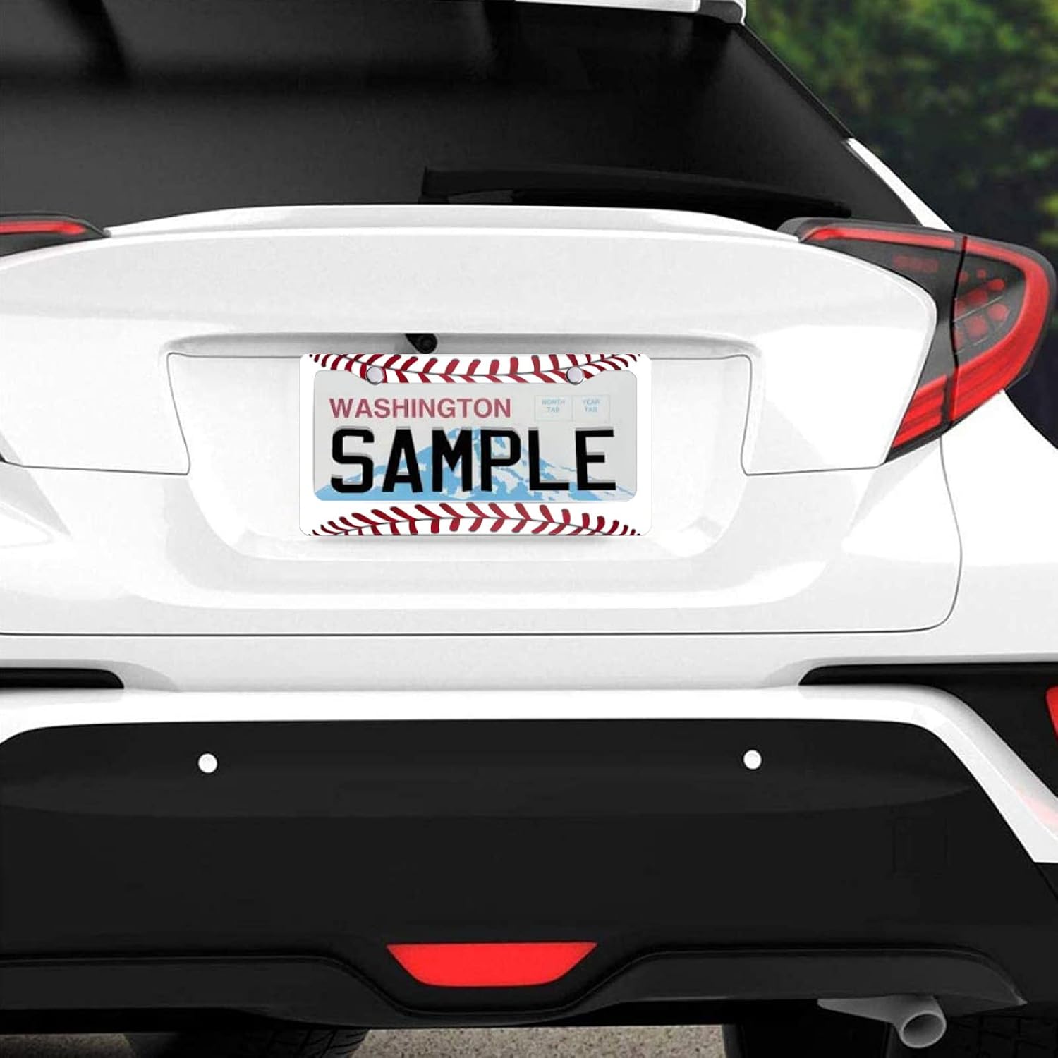 Personalized 2 Pack License Plate Frame Stainless Steel Funny Baseball Texture Pattern Car License Plate Accessory Decorative 2 Holes and Screws Fits Us Standard License Plates 12.2 X 6.3 Inch