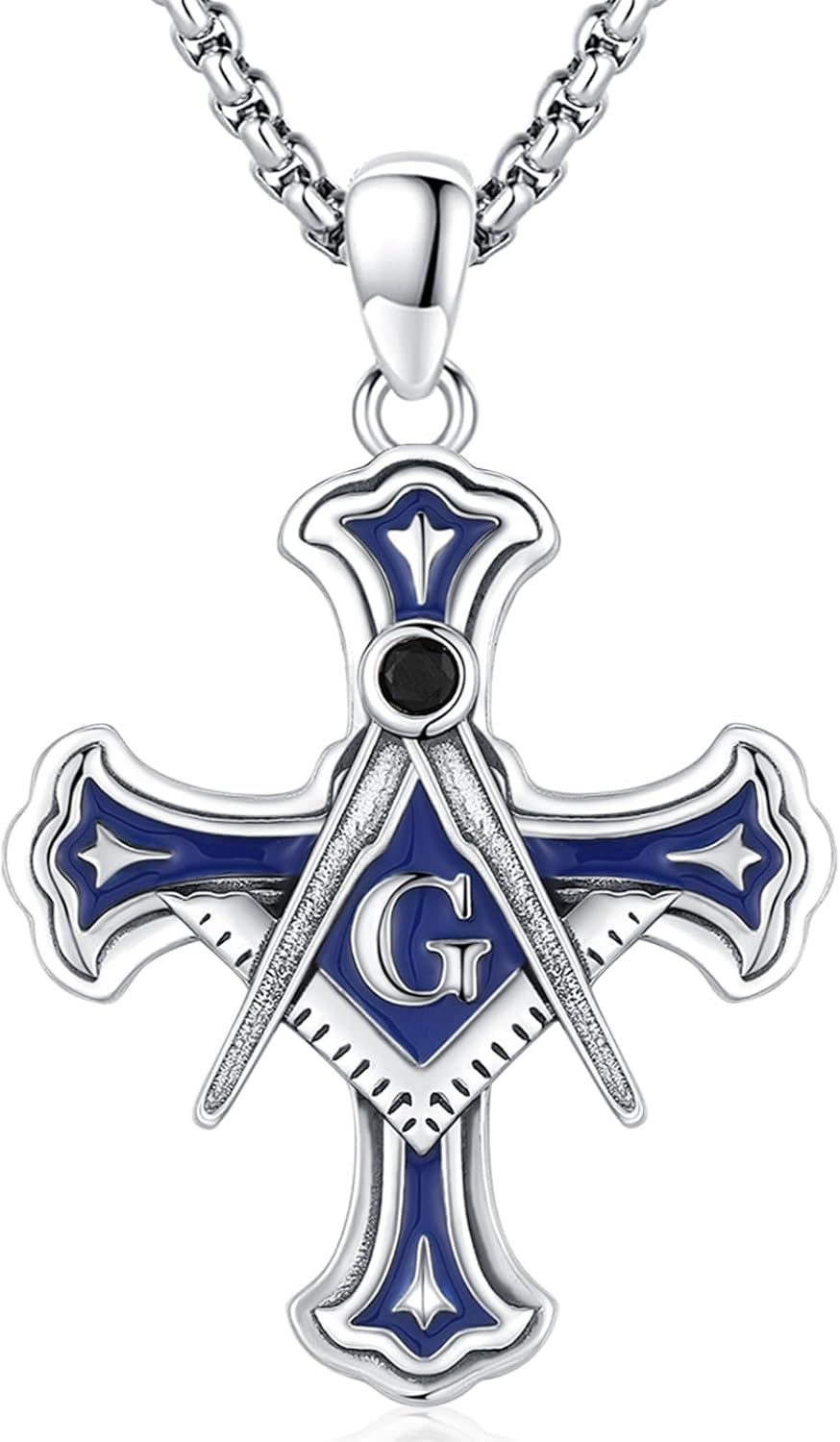Masonic Freemason Cross St Benedict Medals Crucifix Anchor St Michael Necklace for Men Women 925 Sterling Silver Medalla De San Benito Freemasonry Religious Amulet Jewelry Gifts