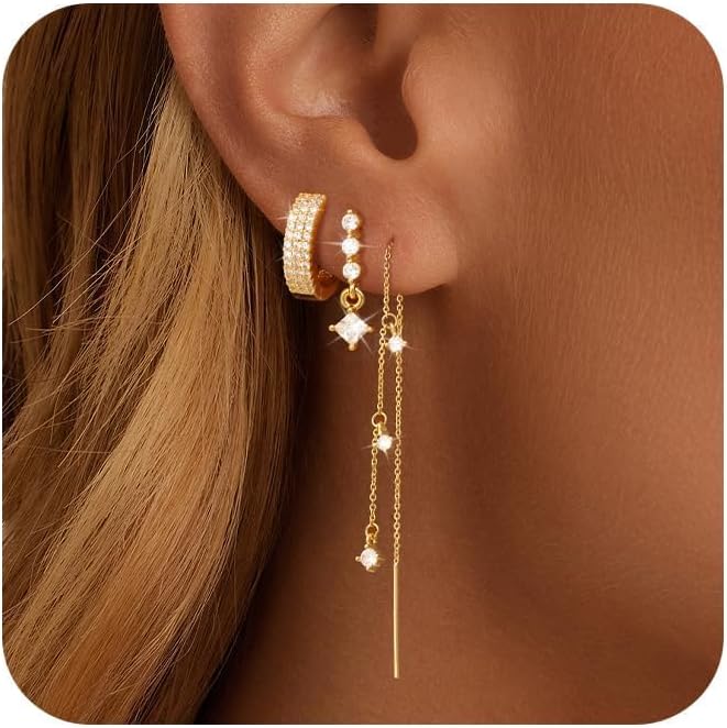 Gold Chain Earrings for Women 34 Pairs Dangle Dainty Martinique Ubuy