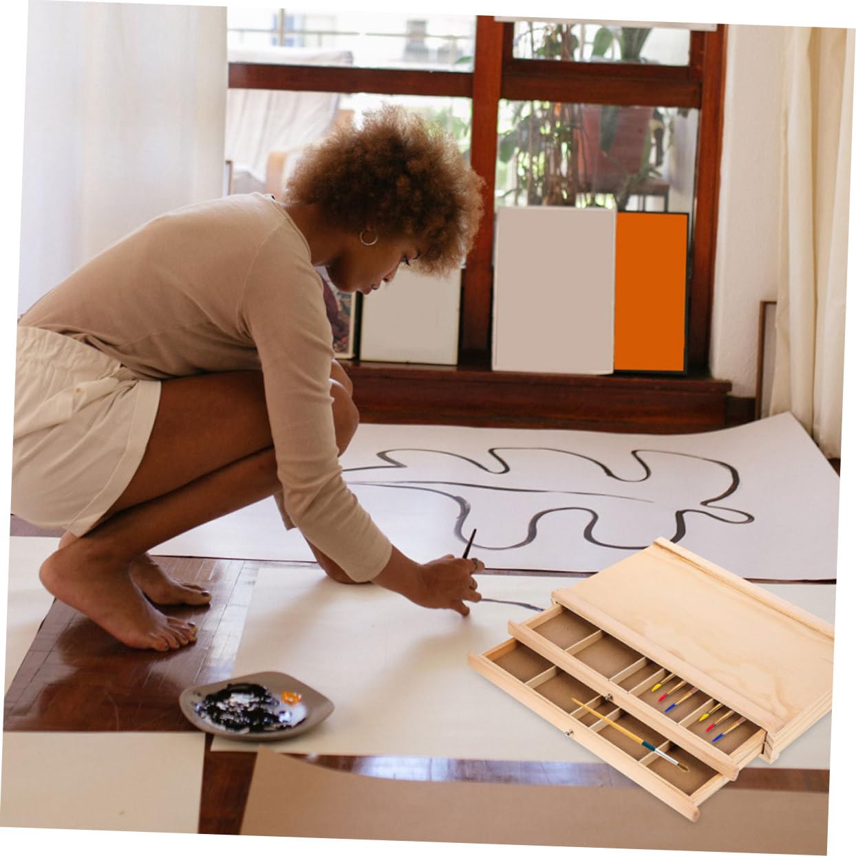 Aufbewahrungsbox mit Schubladen für Künstlerbedarf Doppelwandiger Malstifte Organizer Vielseitige Künstlerbox für Outdoor und Atelier