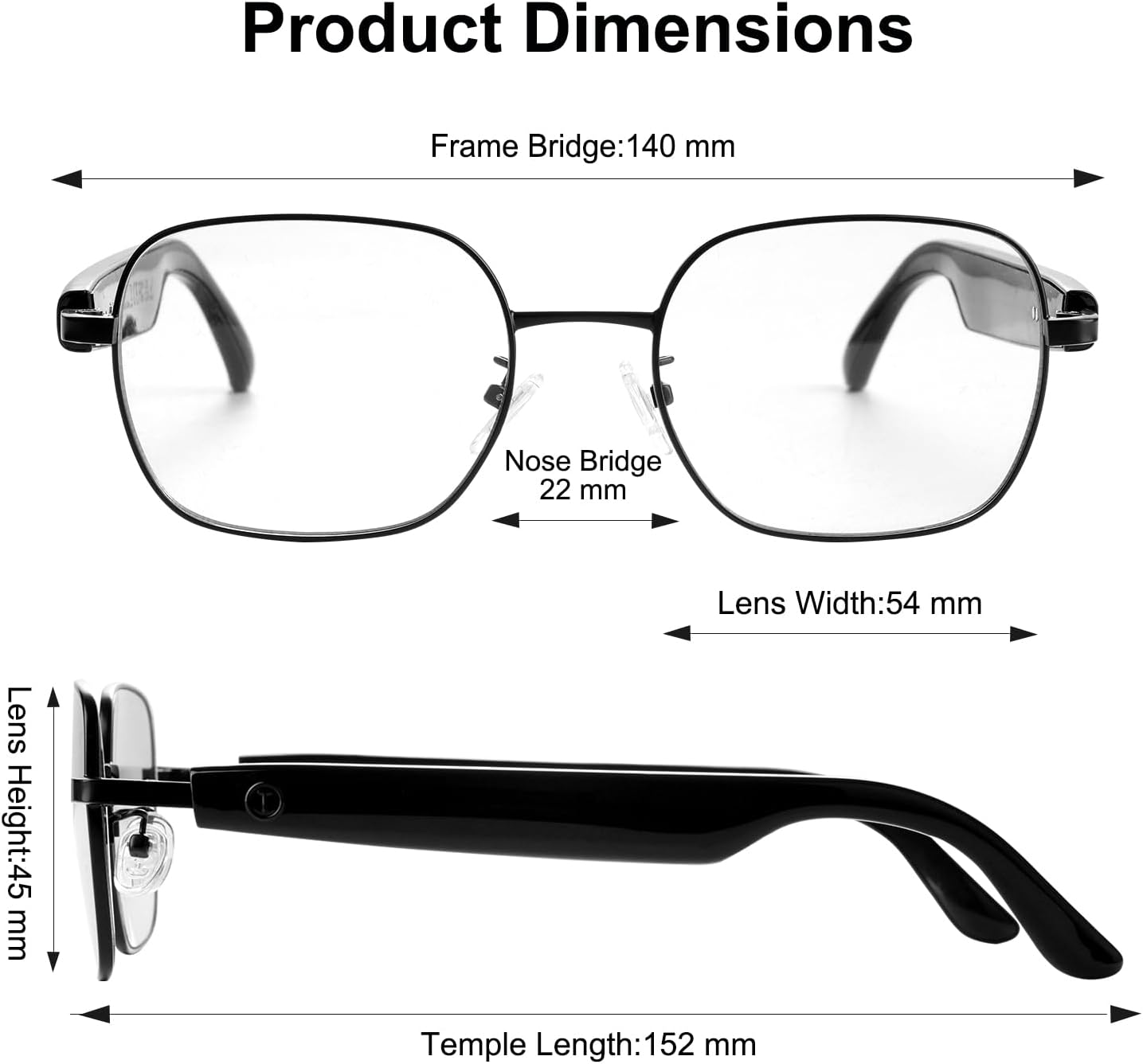 Smart Glasses for Women Men, Intelligent Touch, Anti-Blue Light Bluetooth Glasses with Speakers, Polarized Sunglasses with Photochromic Lenses, Multifunctional Audio Glasses for Indoor & Outdoor