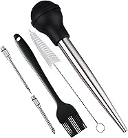 Vista 1 de Baster - Baster para pavo, jeringa para cocinar, con cepillo de limpieza, cepillo de barbacoa y agujas de adobo, acero inoxidable para pavo