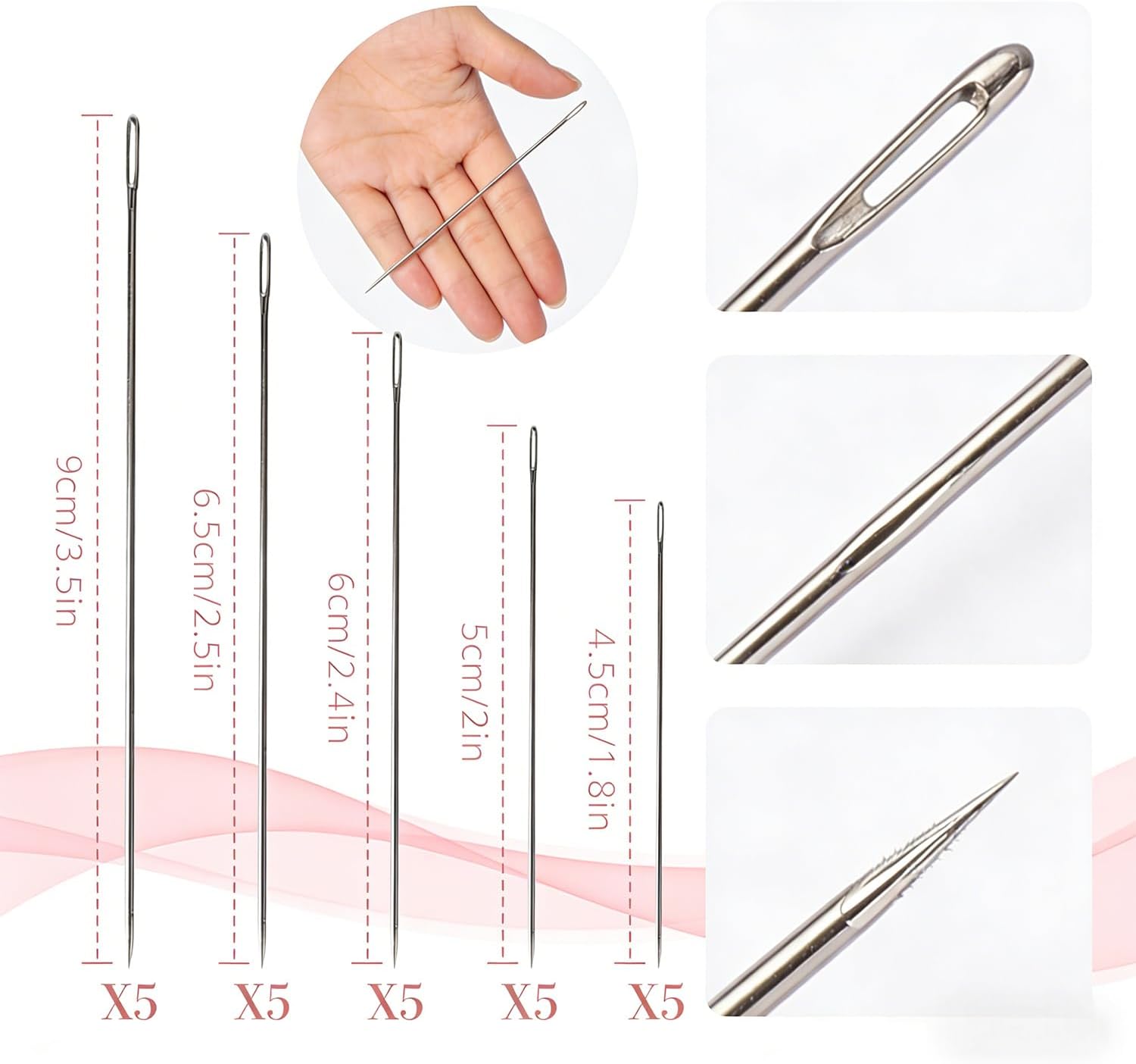 45PCS Steel needles for hand sewing, Stainless Steel Sewing Needles, Steel Needle Sewing Kit,sewing needles, Portable DIY Handcraft Set, Suitable for Beginners &Handicraft Enthusiasts& Daily Use