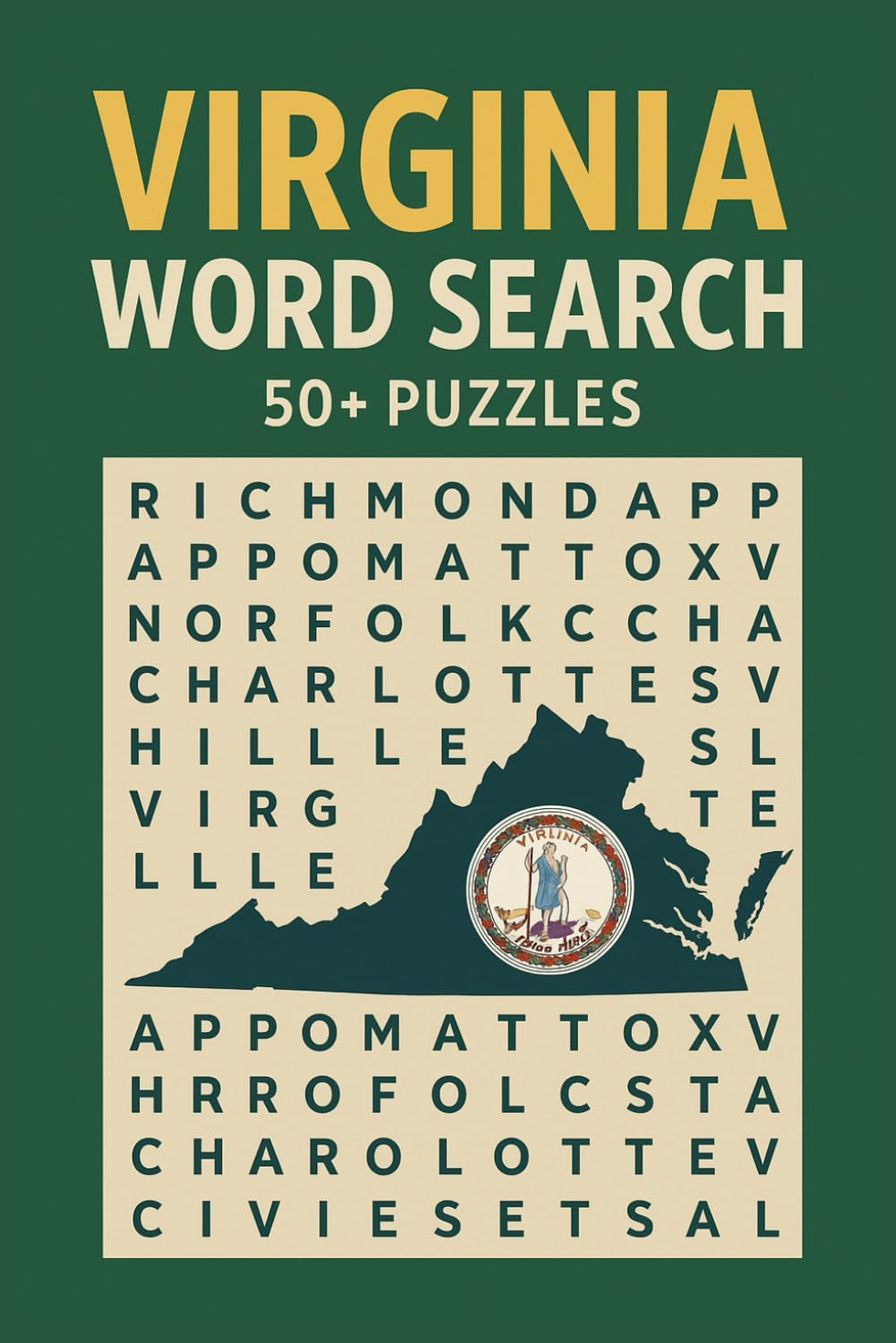 State Of Virginia Word Search: 50+ Puzzles | Easy To Read | 110 Pages