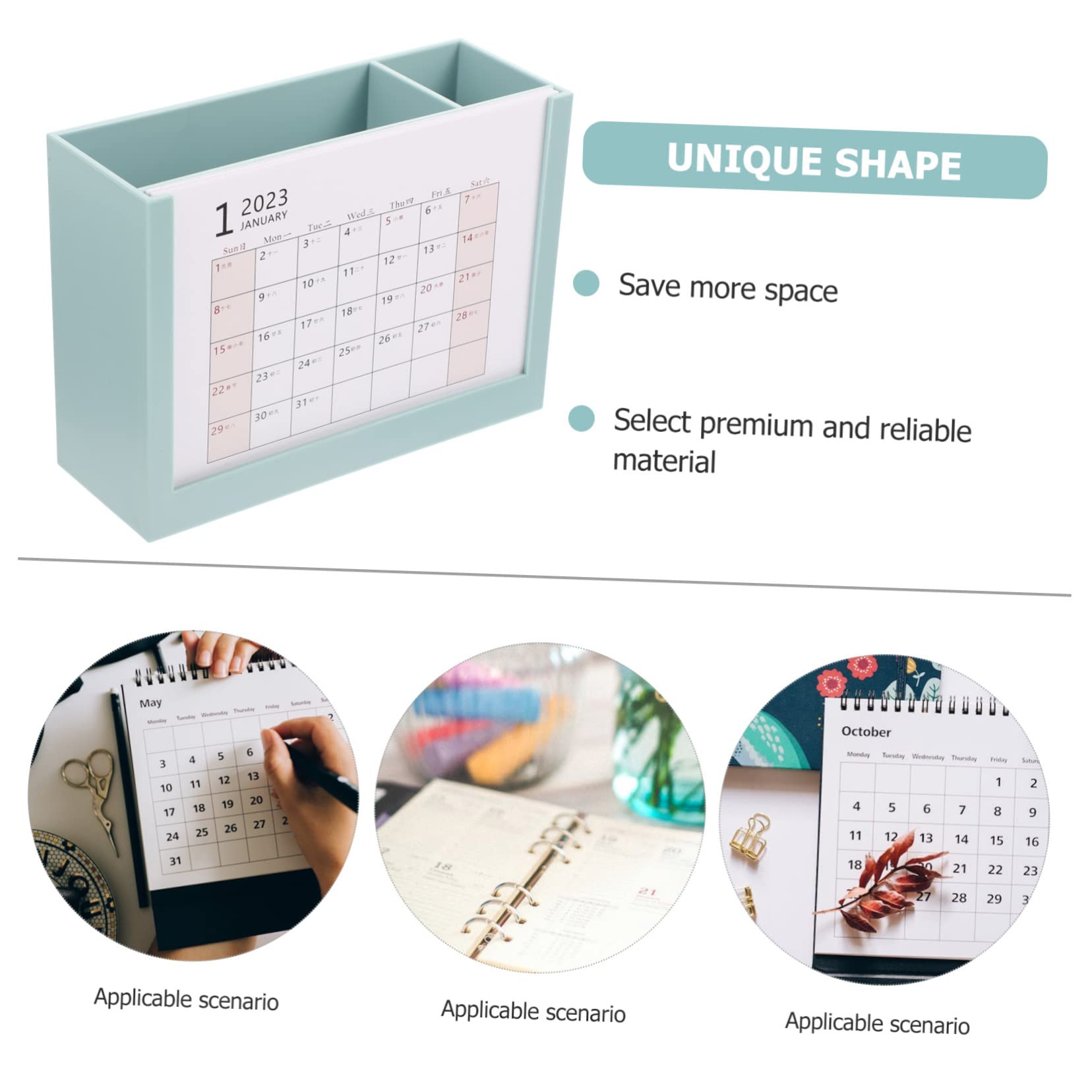VILLCASE 3 Stück 2023 2023 Stifthalter-Tischkalender Mini-Tischkalender Schreibtisch-Container Tageskalender storage boxes aufbwahrungs-box vielseitiger Bürokalender Desktop-Container p.s