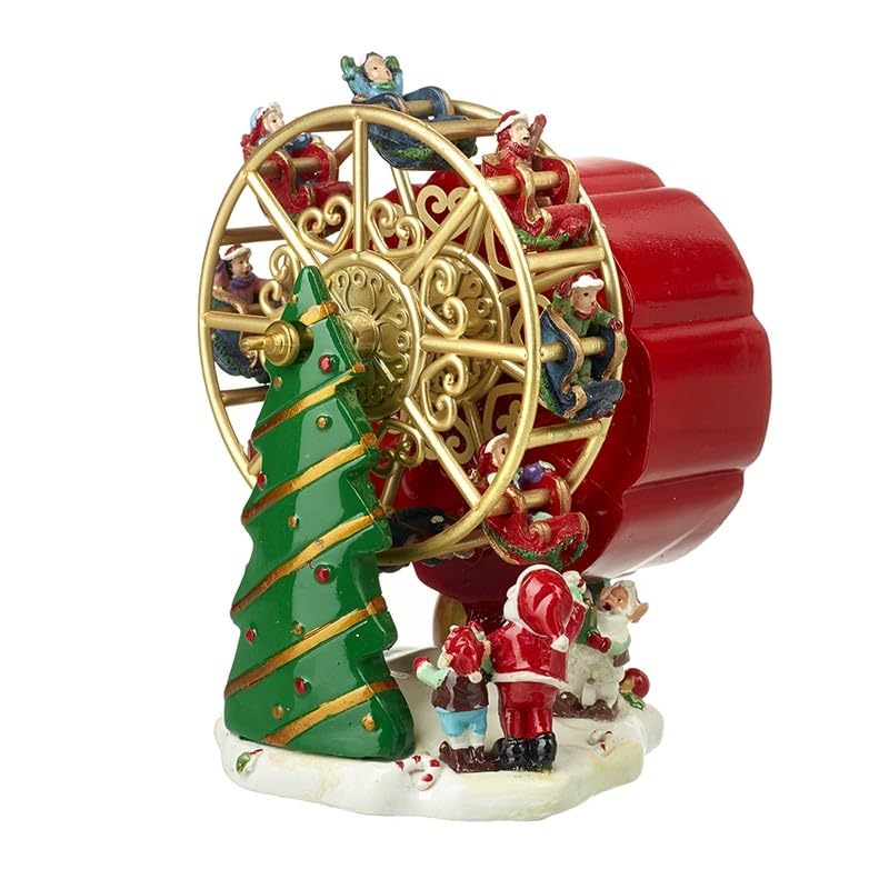 Heaven Sends Spinning Santa Ferris Wheel 14cm Music Box Sculpture, Red