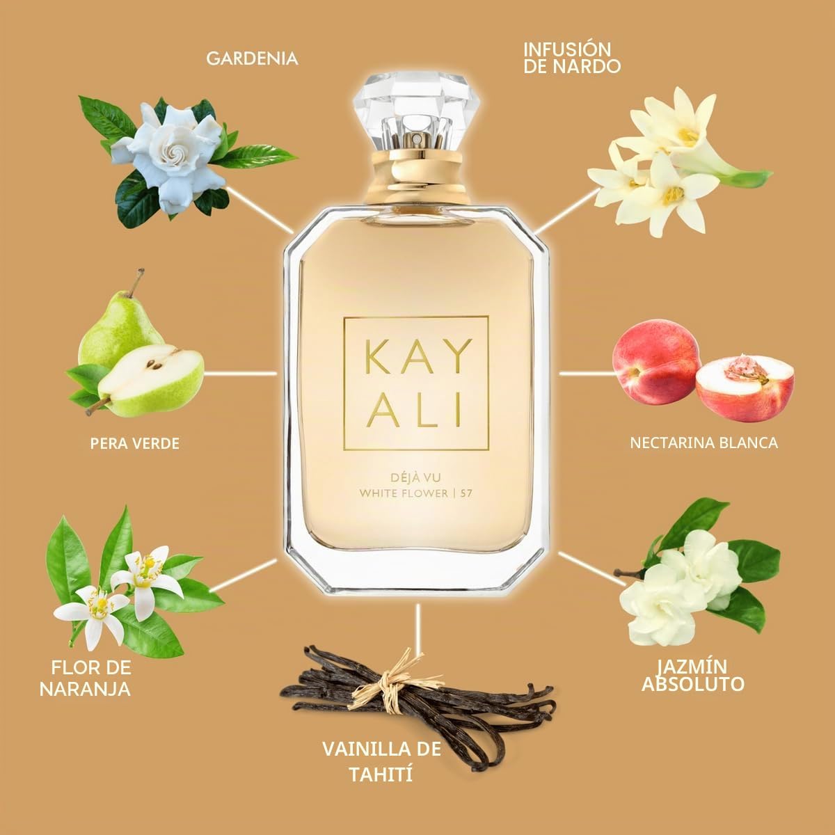 Kayali Déjà vu White Flower, Eau de Parfum, 10 ml, fragancia de viaje para mujer, madreselva y vainilla