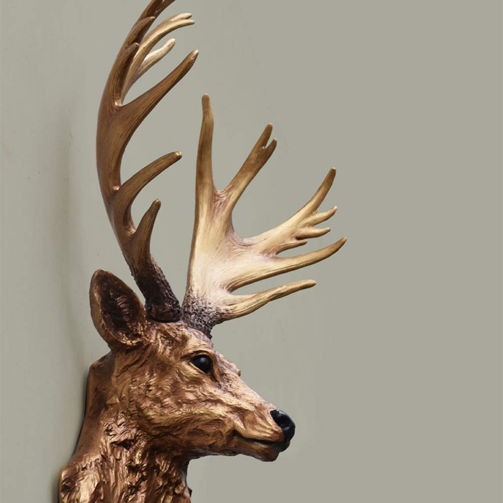 Decorazione da Parete Scultura Creativa A Forma di Testa di Cervo, Ingresso A Parete con Testa di Animale in Resina, Decorazione della Parete di Sfondo del Soggiorno, Regalo per Le Feste(Natural A)