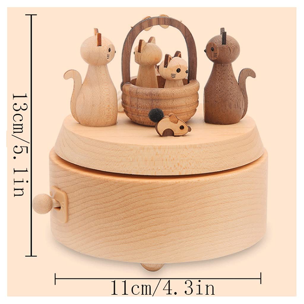 Spieluhr Spieluhren Hölzerne Musikbox Rotierende Musical Box Kreative Katze Music Boxs Geeignet für Freunde Paare Geburtstag Weihnachten Valentinstag Einzugsgeschenk