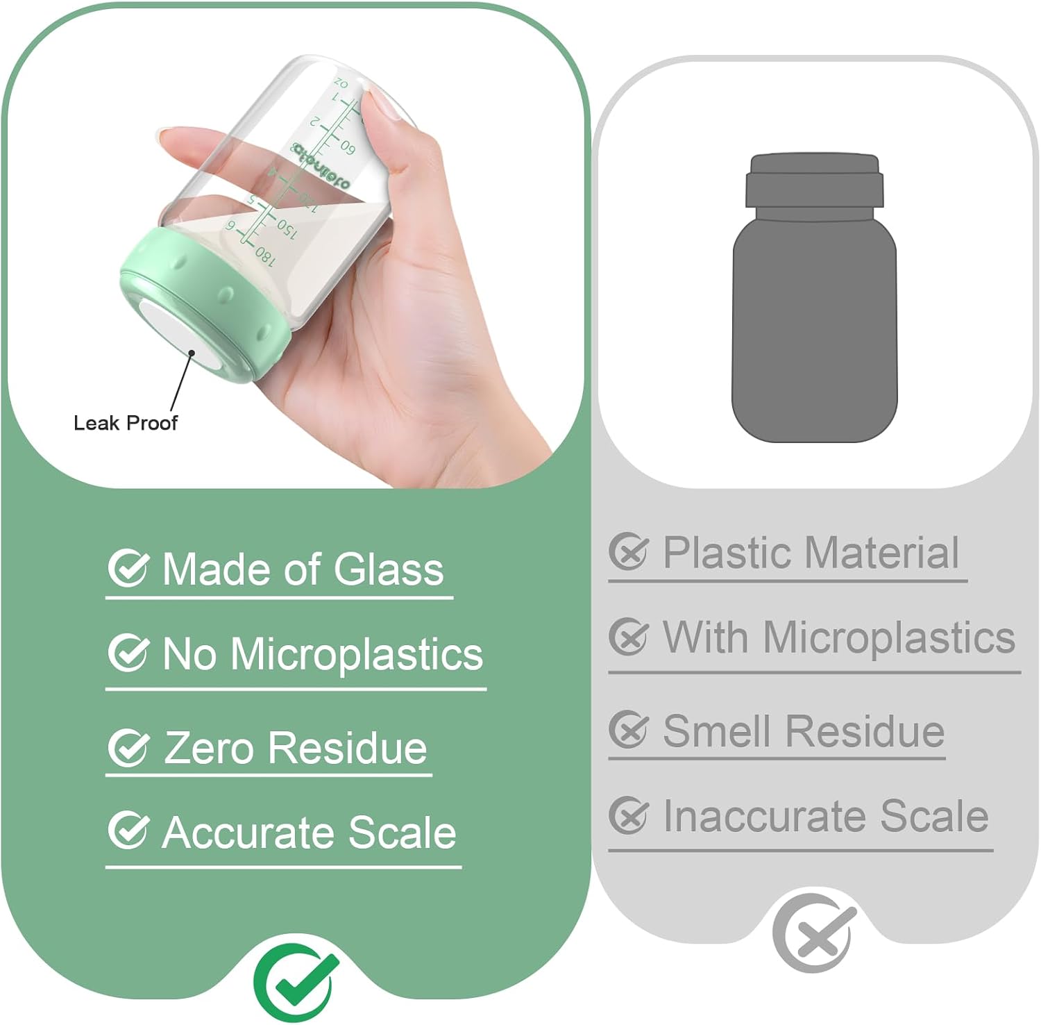 Glass Breastmilk Storage Bottles, Replacement Spectra Pump Bottles, BPA Free Wide Neck Borosilicate Glass Breast Milk Collection Baby Bottle with Silicone Sleeve, Breastfeeding Essentials, 6oz, 4 PCS