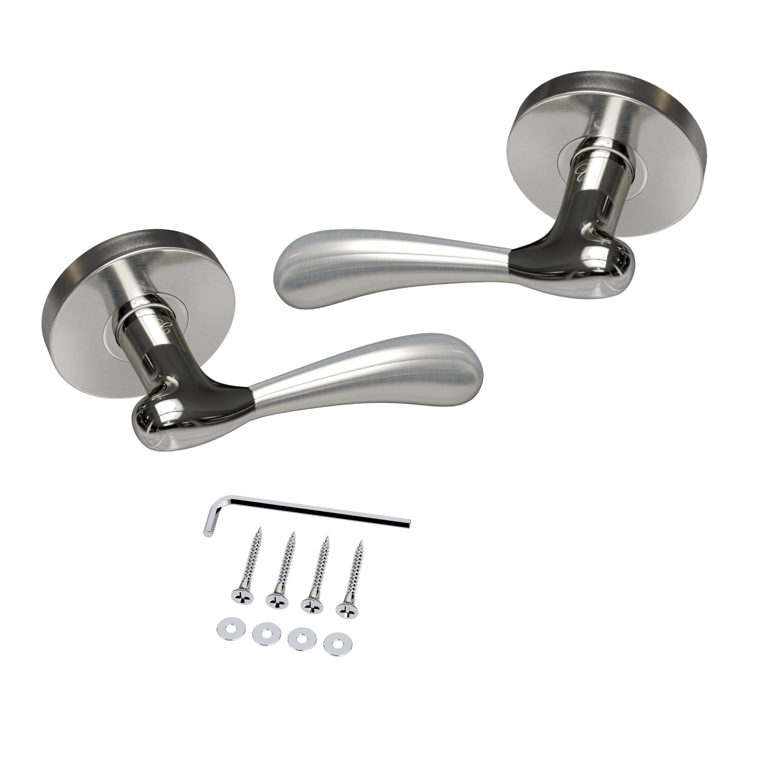 Avalon C-Series Maya - Inactive Dummy Door Handle Lever Set in Satin Nickel - Polished Chrome Finish - Dummy (Set of 2)