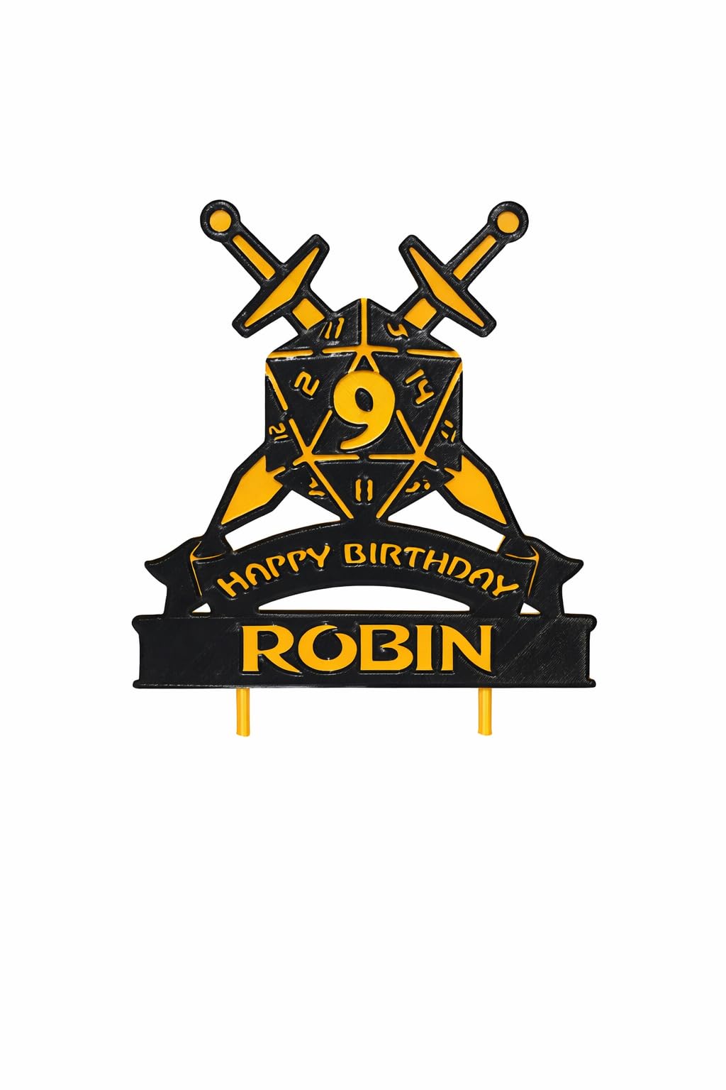 Personalised Dice Dungeon Master Cake Topper, 18cm Tall, Biodegradable PLA, with Name and Age