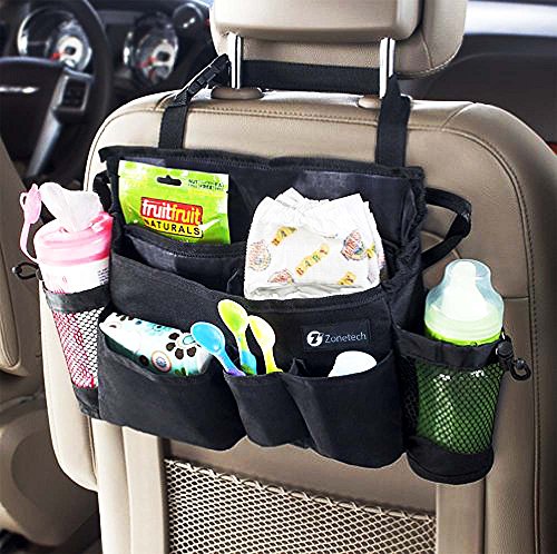 Zone Tech Or0008 Black 7 Pocket Headrest Swinging Organizer (Classic, Premium Quality Compact, Durable Rugged Pack Cloth Car Seat Driver) #TOP4
