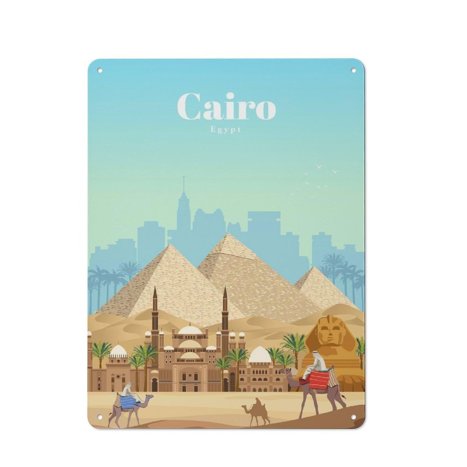 Junmoney Travel To Cairo Retro Metal Sign 40X30cm Featuring Home Bar Decor For Pub, Home Bar, Shed Or Man Cave