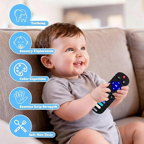 Miniatura 2 de Juguetes de dentición de silicona para bebés, mordedor de control remoto para bebés de 0 a 18 meses, juguetes mordedores para bebés y niños