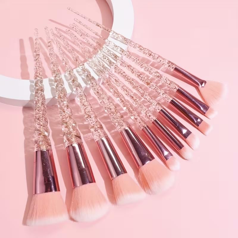 10pcs Cosmetic Makeup Brushes Set, Powder Foundation Eyeliner Eyeshadow Lip Brush, Holiday Gift For Beauty Lovers, Pink