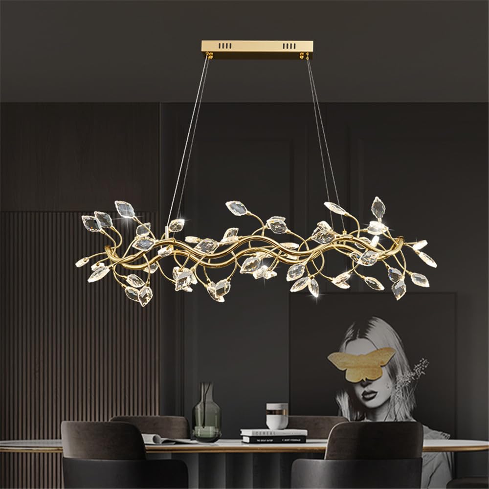 CSXSXAUO Modern Luxury Living Room Crystal Chandelier LED Fashion Creativity Restaurant Bedroom Villa Hotel Beauty Salon Duplex Staircase Pendent Lamp (F L120CM)