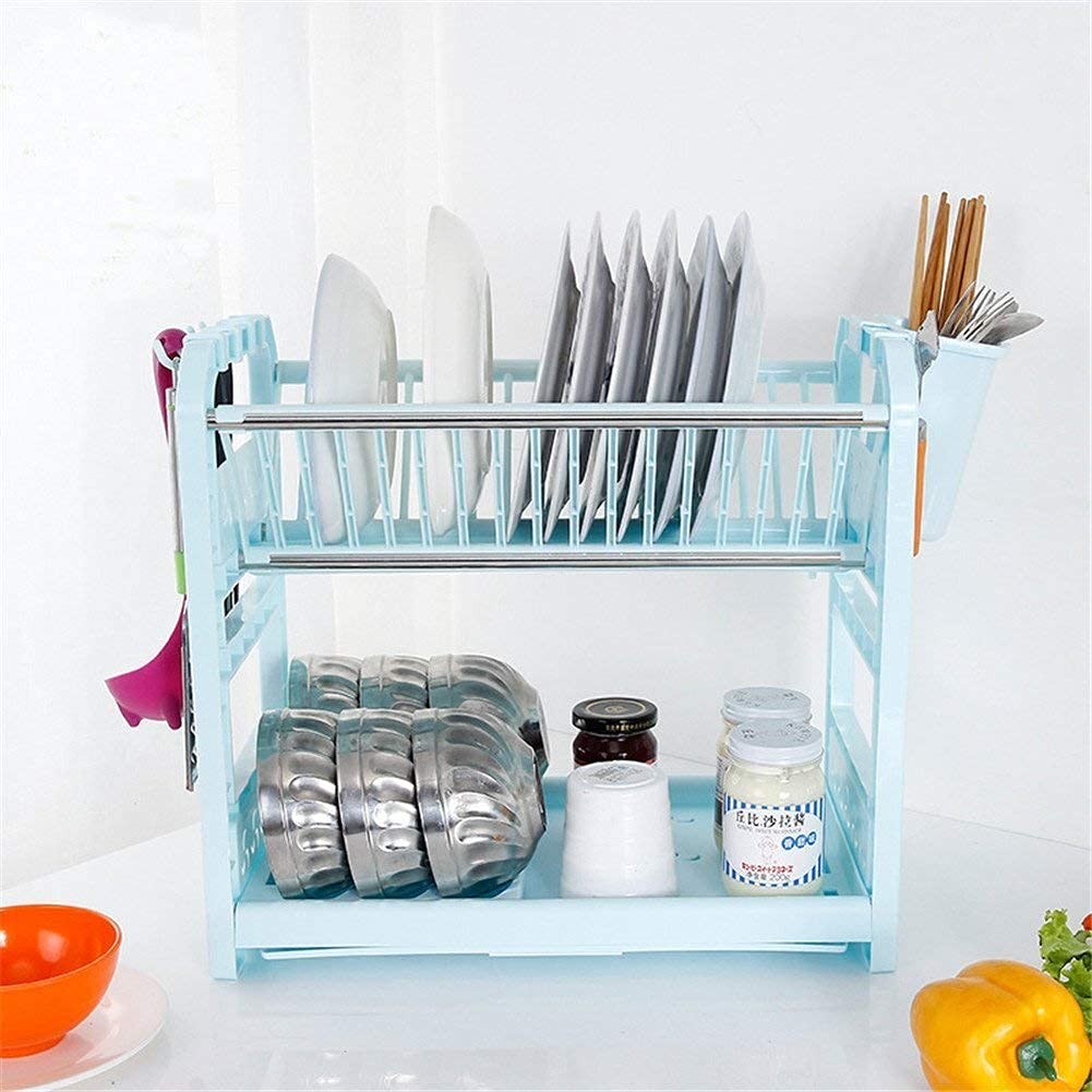 Rejilla para Platos de 2 Niveles, Rejilla para secar Platos, escurridor de Platos, escurridor de Platos, Rejilla para escurrir, Soporte para Cubiertos de Cocina, Rejilla para escur