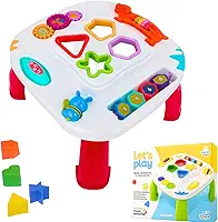 Mesa Mesinha Infantil Didática Divertida Brinquedo Sensorial Atividades Interativas Formas Encaixar (Branca)