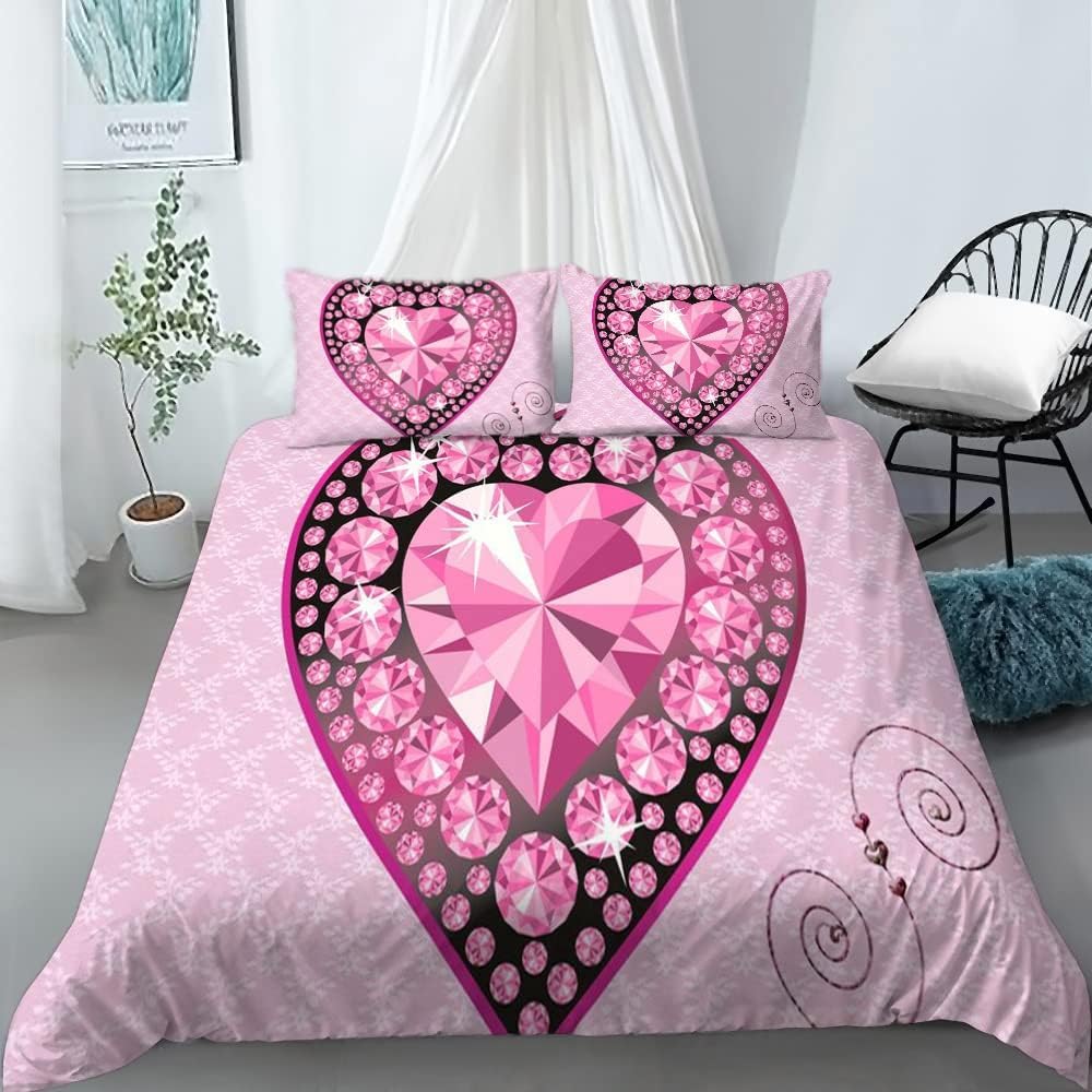 LMMSMGS Super King Size Duvet Cover Diamond Bedding for Kids Aldult with Zipper Closure Soft Hypoallergenic Microfiber Duvet Cover 102.3"x 86.6" + 2 Pillowcases 19.7"x 29.5"