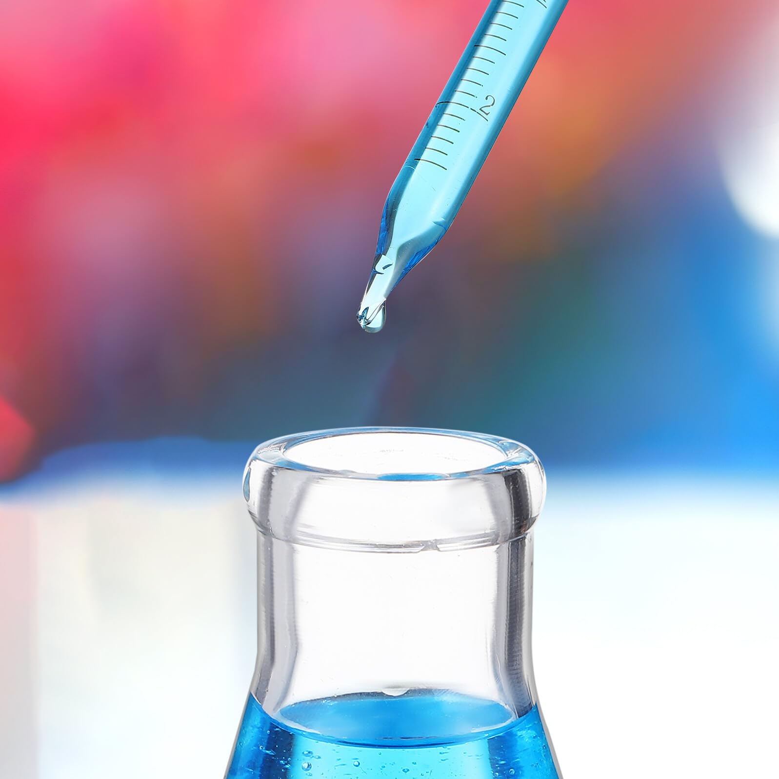 Beuta Erlenmeyer con Scala 50 Ml in Vetro, Set 1 Pezzo | Pipetta 10 Ml e Bacchetta di Agitazione, Base Tonda Stabile, Spazzola per Pulizia Inclusa