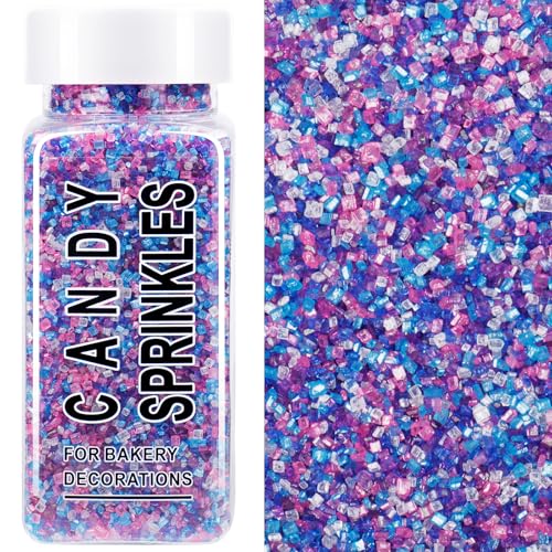 Image of Mermaid Pastel Sanding Sugar Sprinkles Mix, 4.6 oz Edible Purple Pink Sparkling Sugar Crystals for Baking Topping, Cupcakes, Cookies, Ice Cream & Cake Decorating, Wedding Party Valentines Supplies