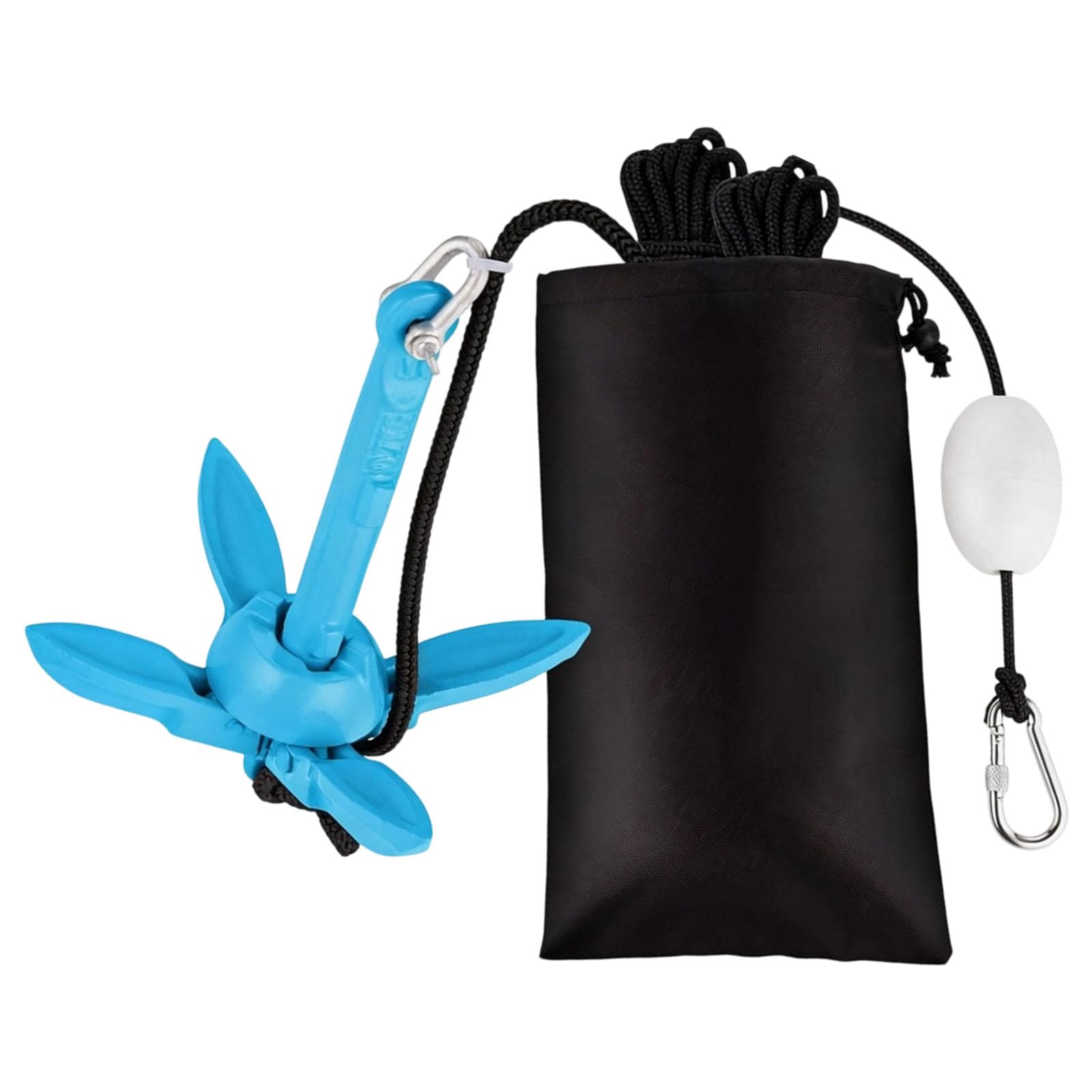Set di ormeggio compatto pieghevole con grado marino, blu | Include borsa portatile da 30,5 cm, sistemi di ormeggio per barche per attività in acque poco profonde, corda di grado marino
