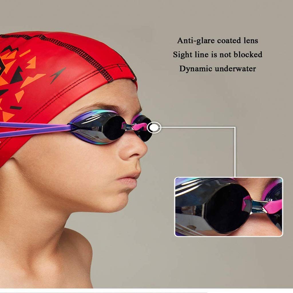 Occhialini da Nuoto, Occhialini da Nuoto Nessuna colatura Anti Fog Protezione UV Triathlon occhialini da Nuoto for i Giovani i Bambini Bambina(3-Pack)